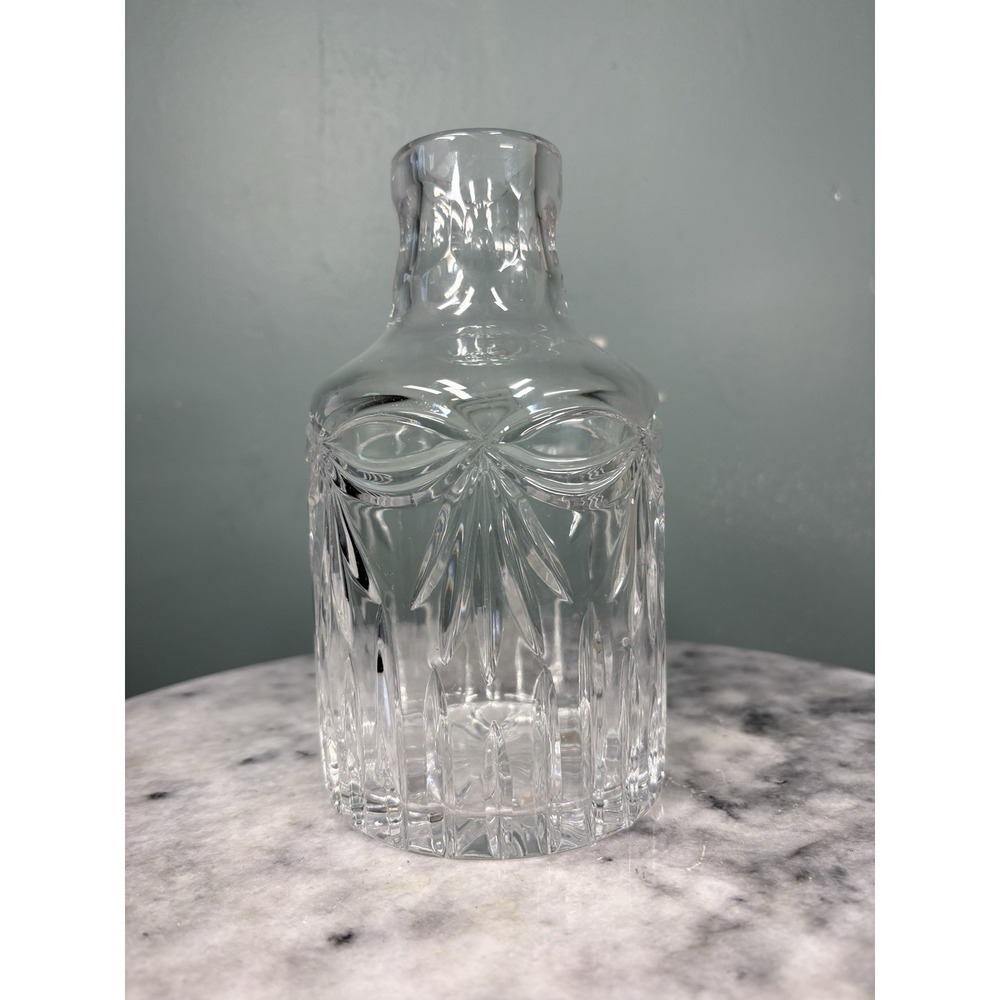 Wine Noble Excellence Crystal Cut Glass Decanter Etched Poland Clear 7" Round